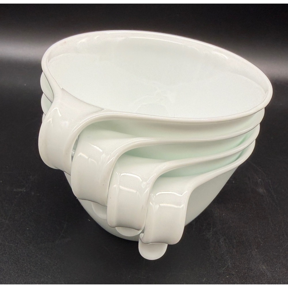 Corelle Livingware Corning White Hook Handle Stackable Teacups Set of 4 USA